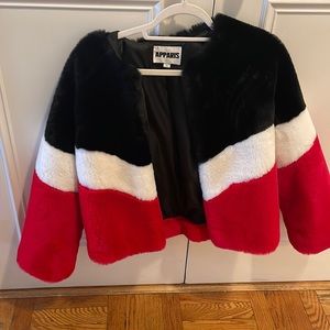 APPARIS Colorblock faux fur jacket